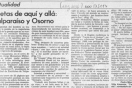 Poetas de aquí y allá, Valparaíso y Osorno  [artículo] Pedro Mardones Barrientos.