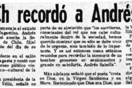 La SECH recordó a Andrés Sabella  [artículo].