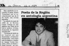 Poeta de la Región en antología argentina  [artículo].