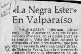 "La Negra Ester" en Valparaíso  [artículo] Hernán Cisternas.