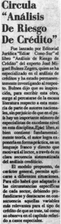 Circula "Análisis de riesgo de crédito"