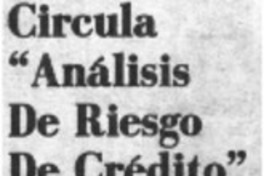 Circula "Análisis de riesgo de crédito"
