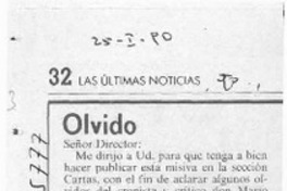 Olvido  [artículo] Mario Dei.