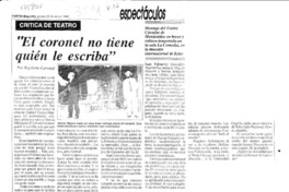 "El coronel no tiene quién le escriba"  [artículo] Rigoberto Carvajal.