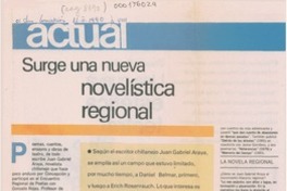 Surge una nueva novelística regional Surge una nueva novelística regional