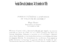 Poemas inéditos y dispersos de Vicente Huidobro Poemas inéditos y dispersos de Vicente Huidobro