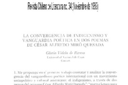 La convergencia de indigenismo y vanguardia poética en dos poemas de César Alfredo Miró Quesada La convergencia de indigenismo y vanguardia poética en dos poemas de César Alfredo Miró Quesada