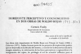 Horizonte perceptivo y cognoscitivo en dos obras de Waldo Rojas Horizonte perceptivo y cognoscitivo en dos obras de Waldo Rojas