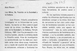Los mitos, su función en la sociedad y la cultura  [artículo] Rogelio Rodríguez.