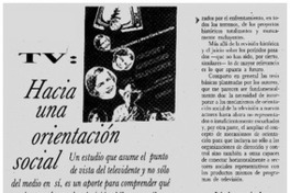 TV, hacia una orientación social TV, hacia una orientación social
