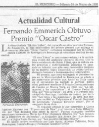 Fernando Emmerich obtuvo premio "Oscar Castro" Fernando Emmerich obtuvo premio "Oscar Castro"