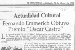 Fernando Emmerich obtuvo premio "Oscar Castro" Fernando Emmerich obtuvo premio "Oscar Castro"
