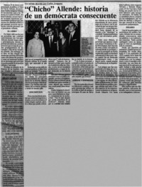 "Chicho" Allende, historia de un demócrata consecuente