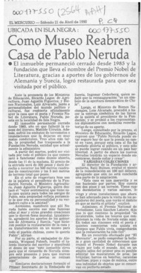 Como museo reabren casa de Pablo Neruda  [artículo].