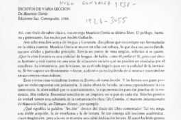 Escritos de varia lección  [artículo] Hugo Montes.