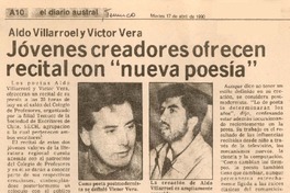Jóvenes creadores ofrecen recital con "nueva poesía" Jóvenes creadores ofrecen recital con "nueva poesía"