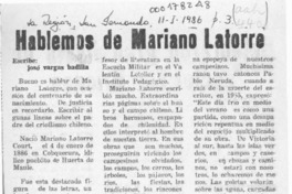 Hablemos de Mariano Latorre  [artículo] José Vargas Badilla.