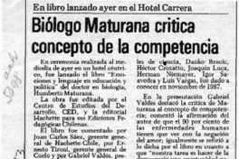 Biólogo Maturana critica concepto de la competencia  [artículo].