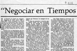 "Negociar en tiempos difíciles"  [artículo] Julio César Saavedra.