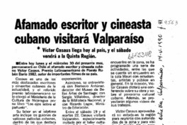 Afamado escritor y cineasta cubano visitará Valparaíso  [artículo].