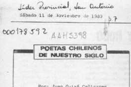 Poetas chilenos de nuestro siglo  [artículo] Juan Guixé Cañizares.