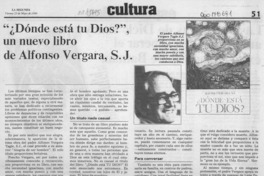 "Dónde está tu Dios?", un nuevo libro de Alfonso Vergara, S. J.