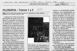 Filosofía - Tomos 1 y 2  [artículo] Dina Taky Maragaño.
