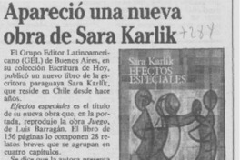 Apareció una nueva obra de Sara Karlik Apareció una nueva obra de Sara Karlik