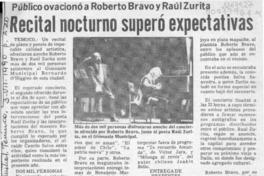 Recital nocturno superó expectativas  [artículo].