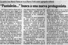 "Pantaleón -- " busca a una nueva protagonista "Pantaleón -- " busca a una nueva protagonista