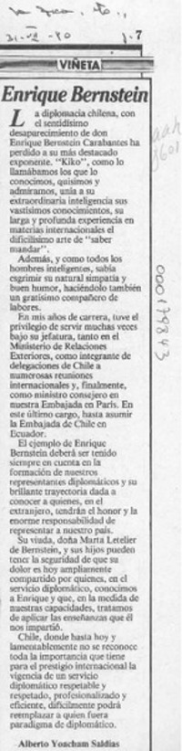 Enrique Bernstein  [artículo] Alberto Yoacham Saldías.