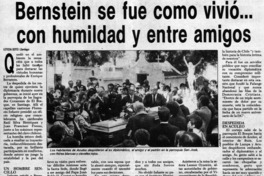 Bernstein se fue como vivió -- con humildad y entre amigos Bernstein se fue como vivió -- con humildad y entre amigos