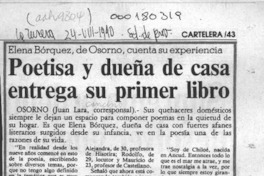 Poetisa y dueña de casa entrega su primer libro  [artículo] Juan Lara.