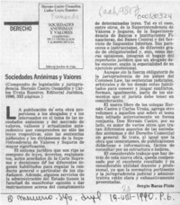 Sociedades anónimas y valores  [artículo] Sergio Baeza Pinto.
