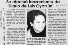 Se efectuó lanzamiento de "Diario de Luis Oyarzún"  [artículo].