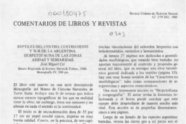 Reptiles del centro, centro-oeste y sur de la Argentina, herpetofauna de las zonas áridas y semiáridas Reptiles del centro, centro-oeste y sur de la Argentina, herpetofauna de las zonas áridas y semiáridas