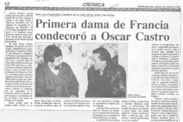 Primera dama de Francia condecoró a Oscar Castro Primera dama de Francia condecoró a Oscar Castro