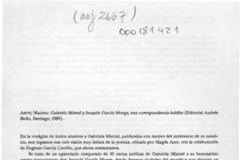 "Gabriela Mistral y Joaquín García Monge, una correspondencia inédita"  [artículo] Patricia Guerrero Baeza.