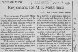 Responsos, de M. F. Mesa Seco  [artículo] Ernesto Vásquez Méndez.