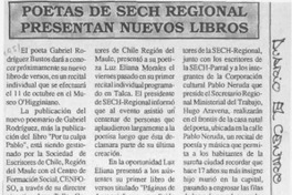 Poetas de SECH regional presentan nuevos libros  [artículo].