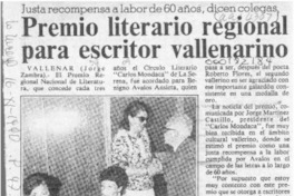 Premio literario regional para escritor vallenarino Premio literario regional para escritor vallenarino