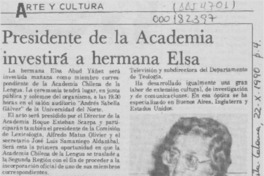 Presidente de la Academia investirá a hermana Elsa