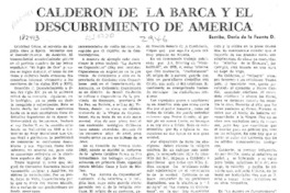 Calderón de la Barca y el descubrimiento de América  [artículo] Darío de la Fuente D.