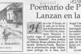 Poemario de P. Rosas lanzan en la Sech  [artículo].