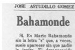 Bahamonde  [artículo] José Astudillo Gómez.