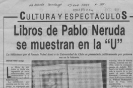 Libros de Pablo Neruda se muestran en la "U" Libros de Pablo Neruda se muestran en la "U"
