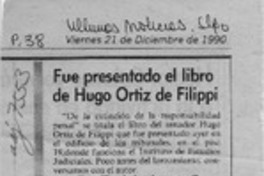 Fue presentado el libro de Hugo Ortiz de Filippi  [artículo].