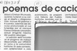Editan poemas de cacique  [artículo].