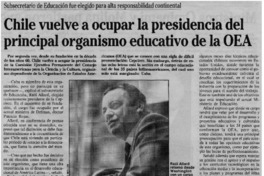 Chile vuelve a ocupar la presidencia del principal organismo educativo de la OEA Chile vuelve a ocupar la presidencia del principal organismo educativo de la OEA