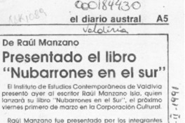 Presentado el libro "Nubarrones en el sur"  [artículo].